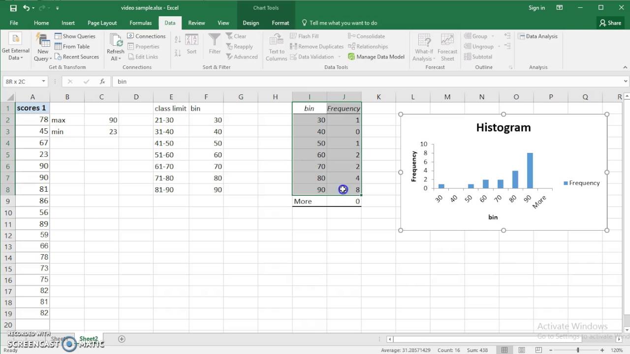 how to create a frequency table in excel for mac